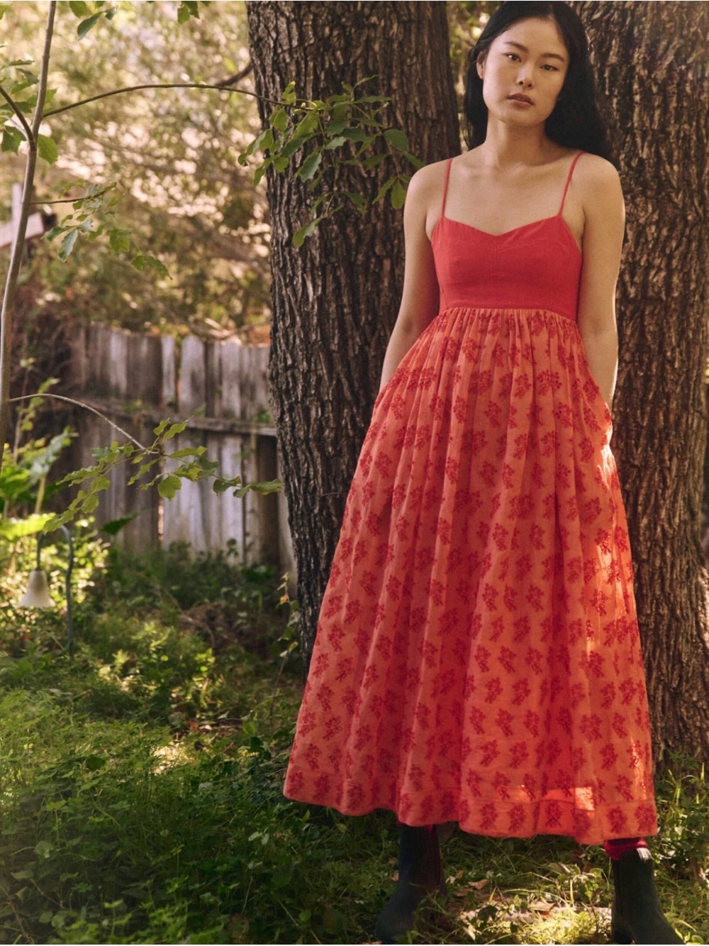 The Great. Camelia Dress in Begonia corset bodice eyelet Sz 1/S